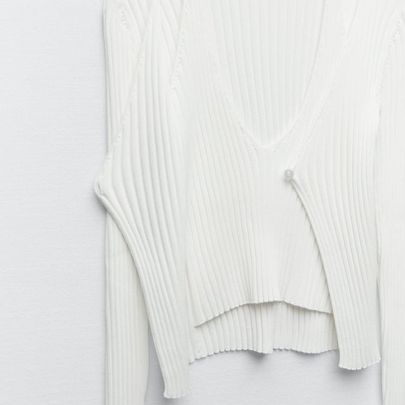 Zara White Ribbed Knit Top - Picture 9 of 11